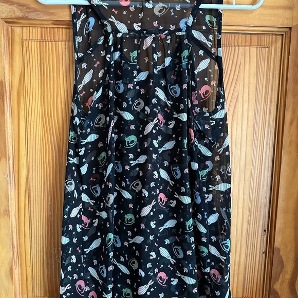 Blue Bird Sheer Cat/Rabbit/Duck/Mushroom Tank Top, Size M - Picture 2 of 3